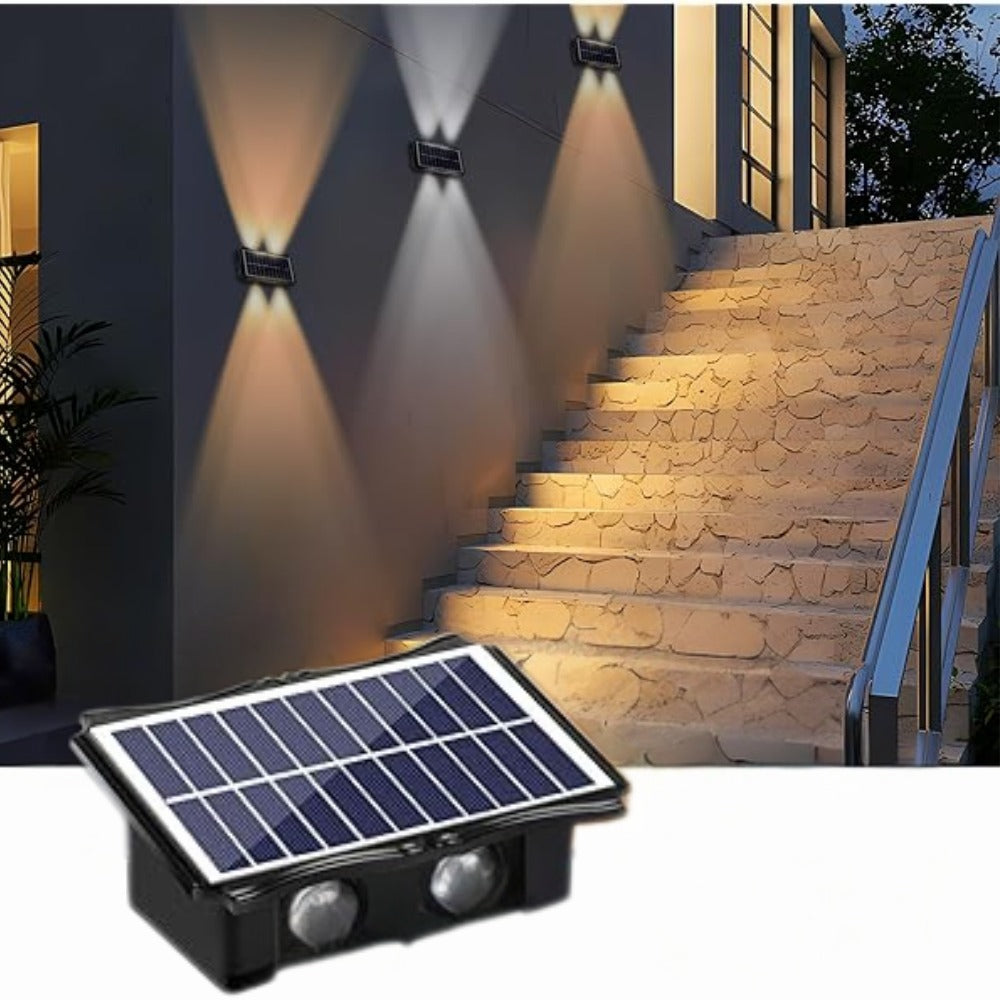 EcoLuz Solar - Lampara Exterior De Pared 4 Led Recargab